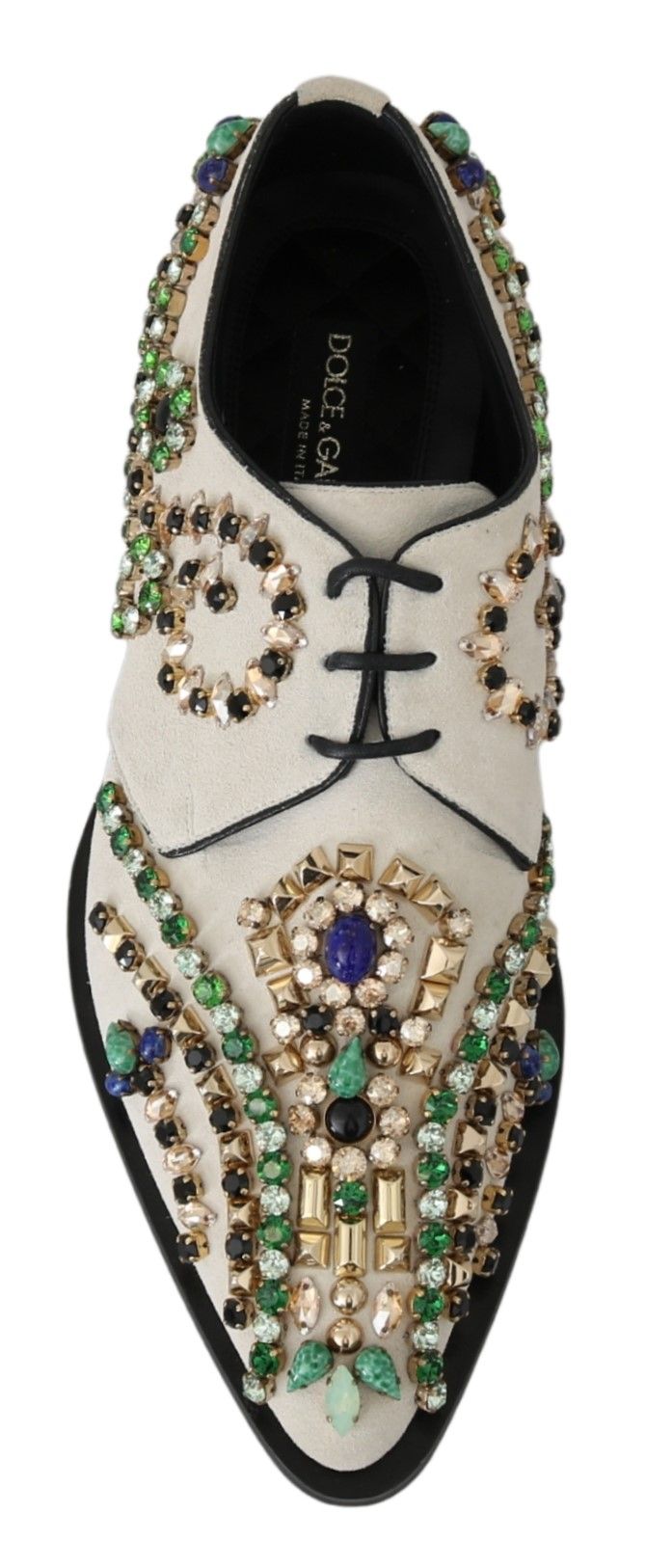 Elegante weiße Wildleder-Ballerinas mit Kristallen