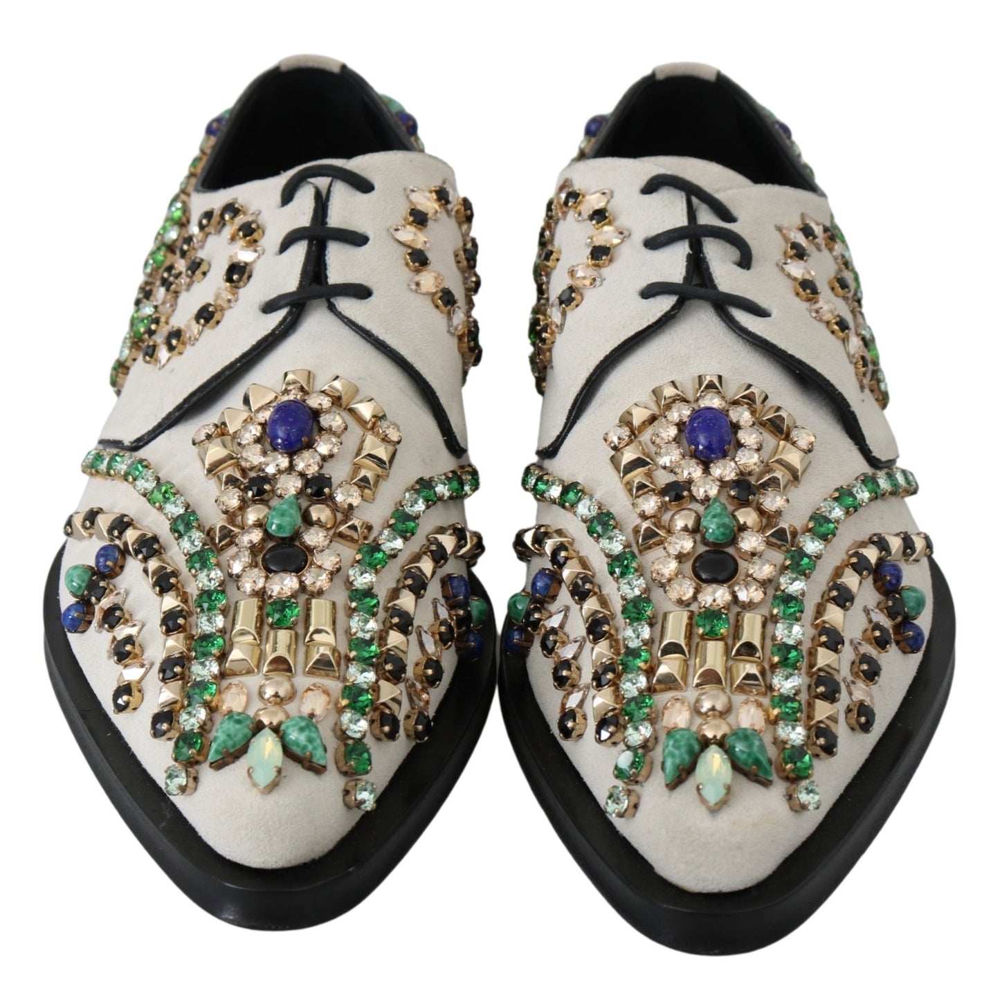 Elegante weiße Wildleder-Ballerinas mit Kristallen