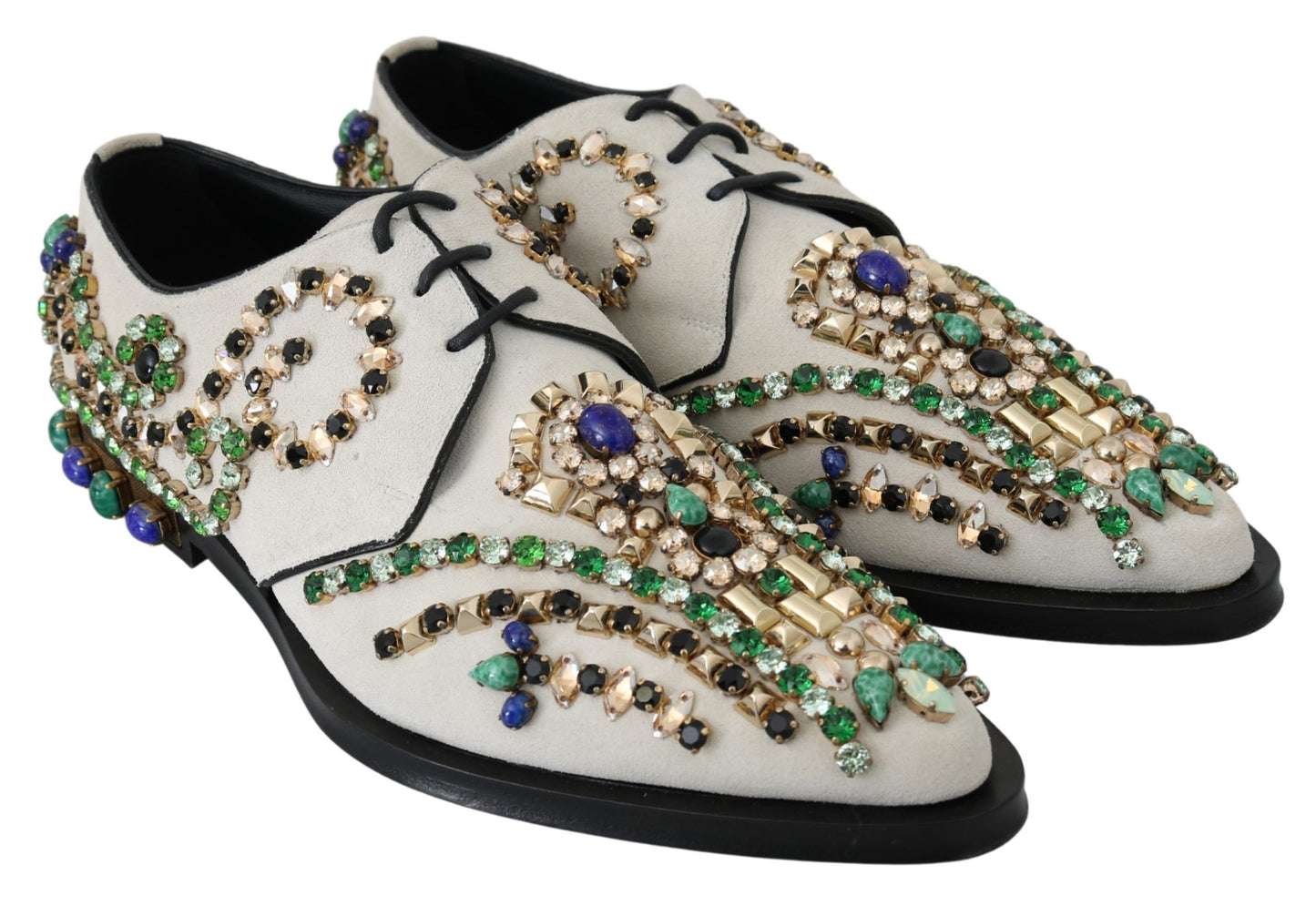 Elegante weiße Wildleder-Ballerinas mit Kristallen