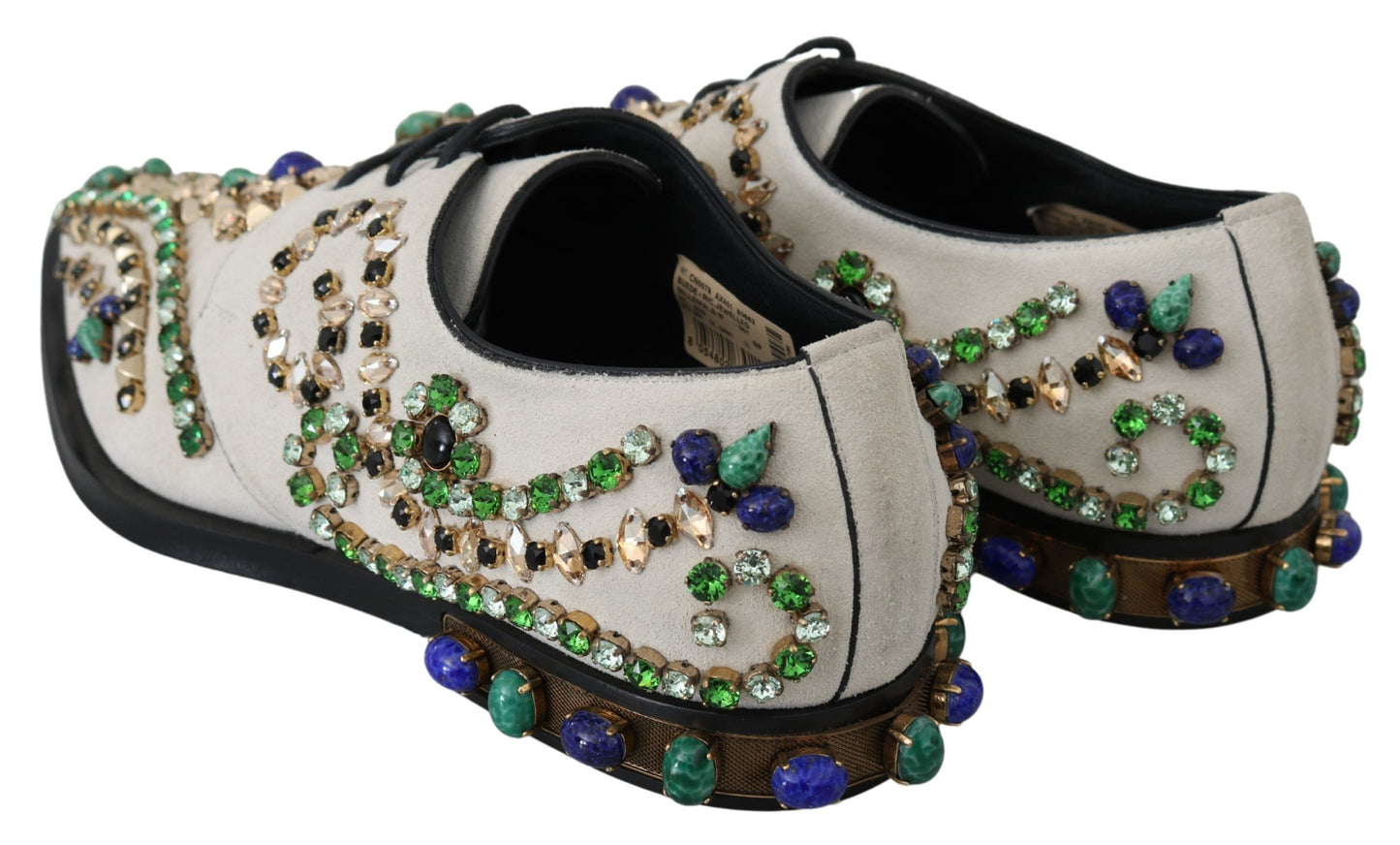 Elegante weiße Wildleder-Ballerinas mit Kristallen