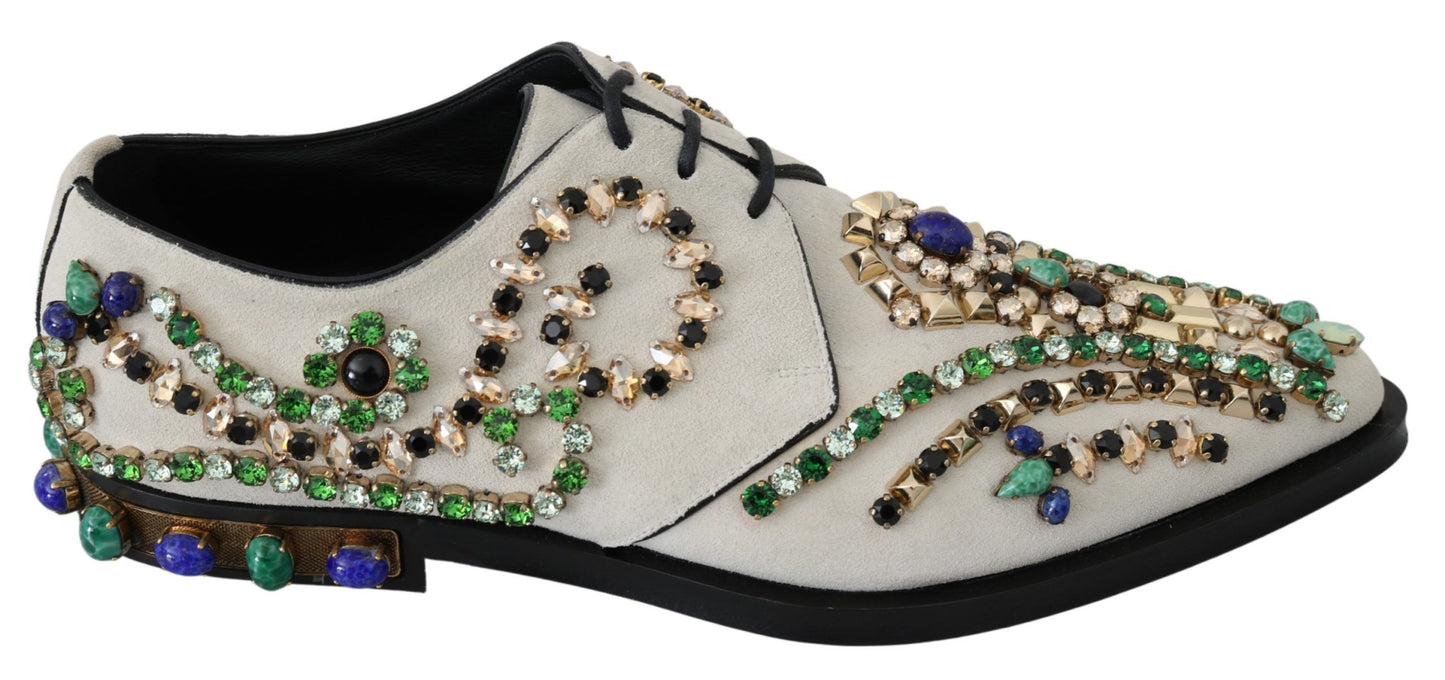 Elegante weiße Wildleder-Ballerinas mit Kristallen