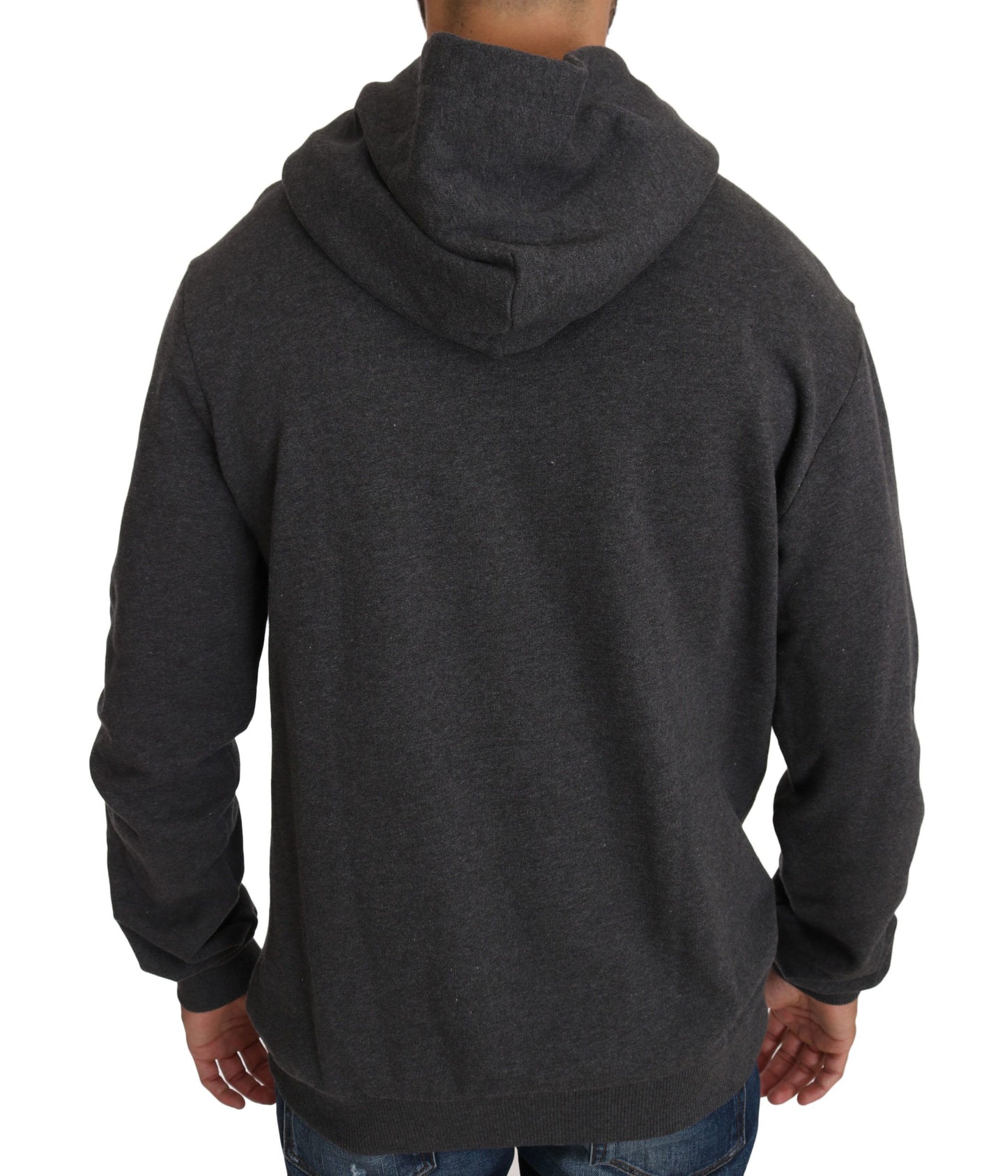 Grauer Pullover mit Kristallherz-Pistolenmotiv