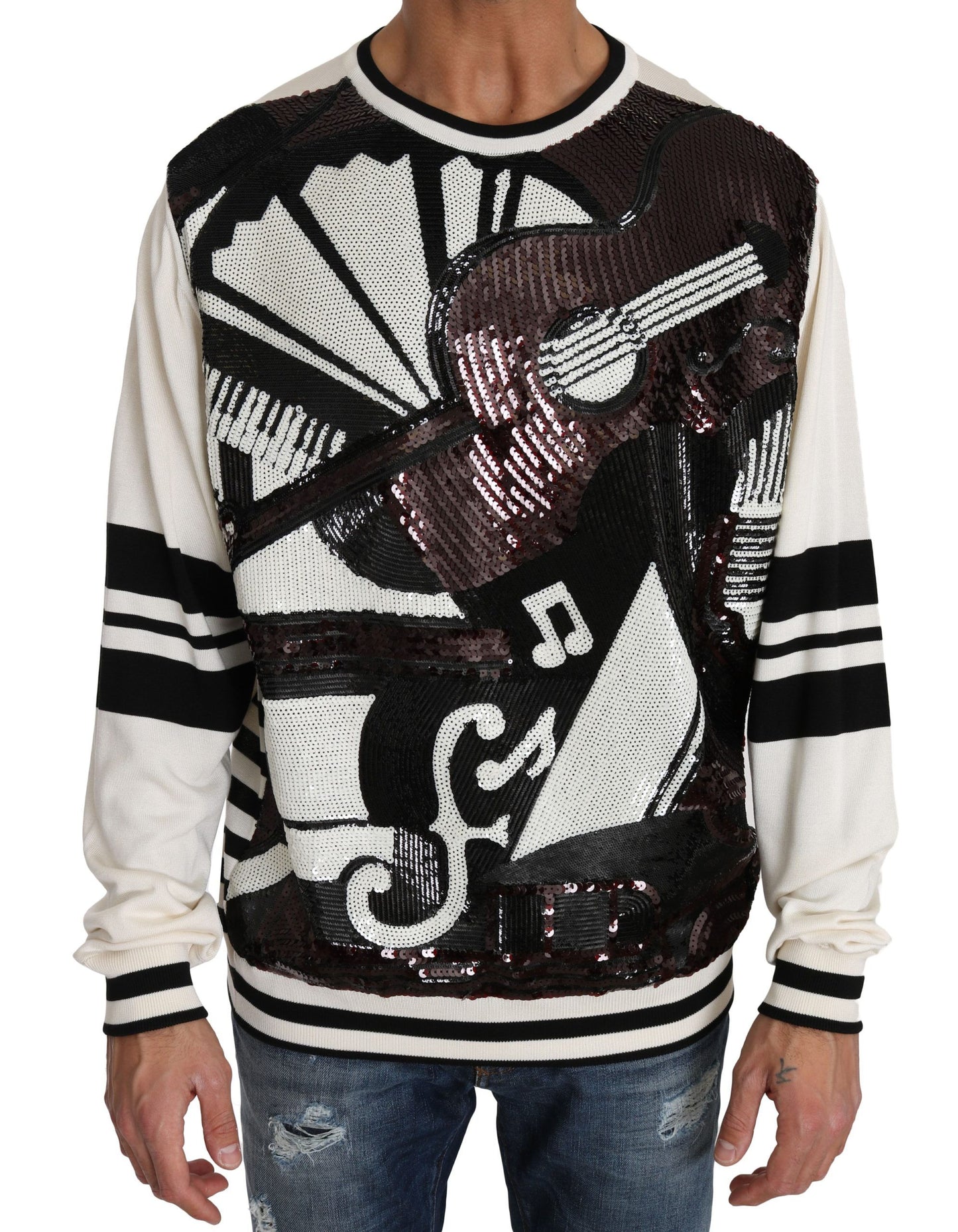 New York Jazz Pailletten-Seidenpullover