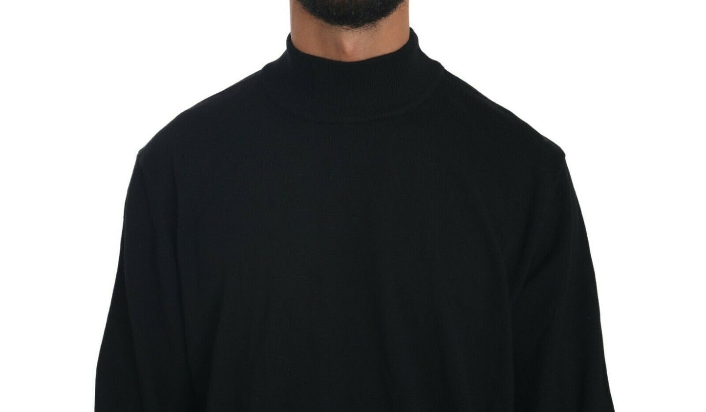 Elegante maglione pullover in lana vergine nera