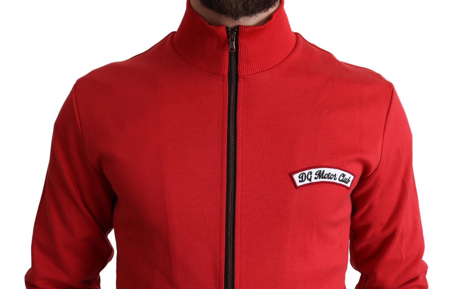 Schicker roter Rollkragen-Strickjacke mit Reißverschluss