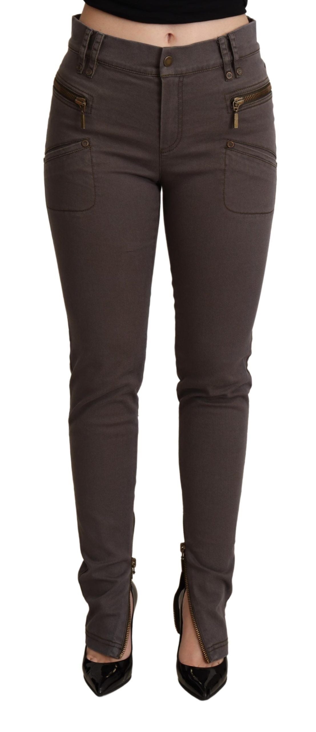 Jeans skinny slim-fit marroni chic