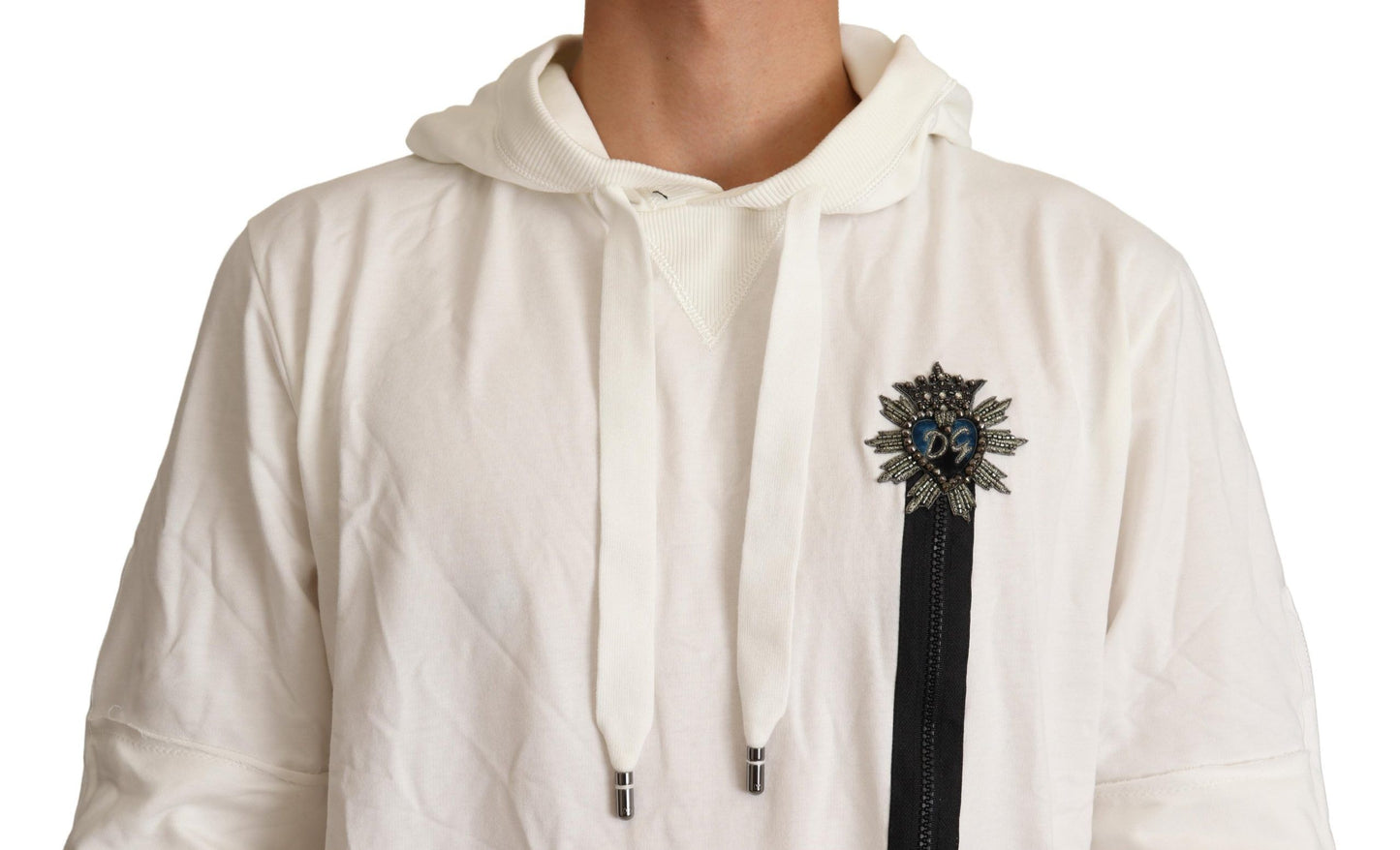 Exquisiter Kapuzenpullover aus Baumwolle in Off-White