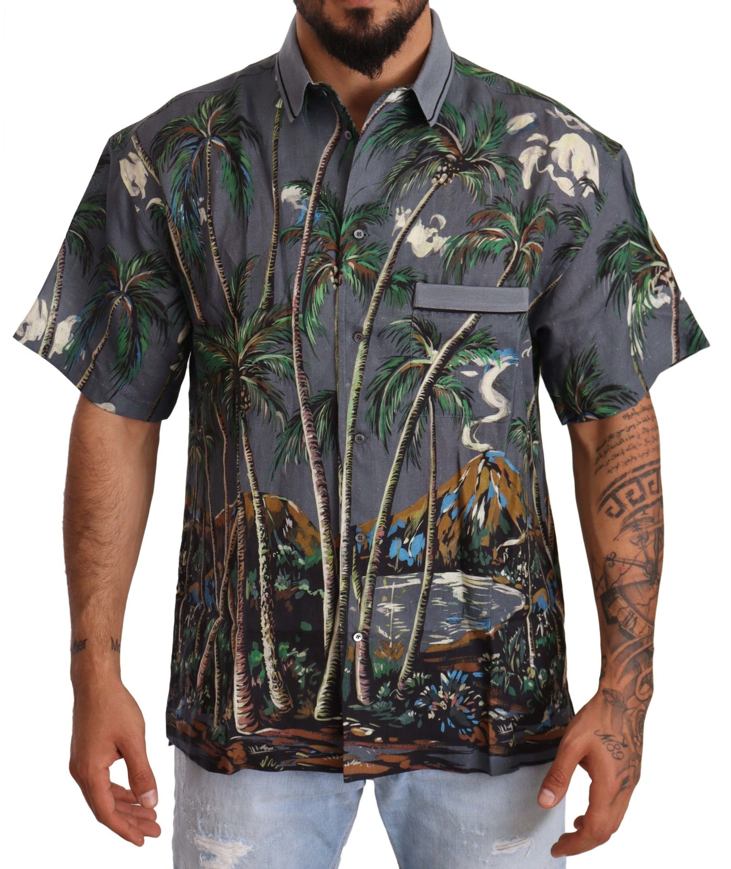 Tropical Elegance Leinen-Seide Herrenhemd