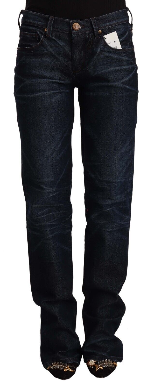 Jeans eleganti blu scuro a vita media