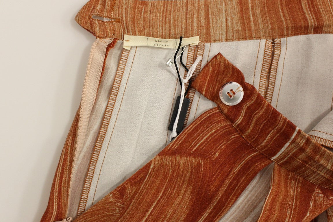 Gonna chic marrone-arancione sotto il ginocchio