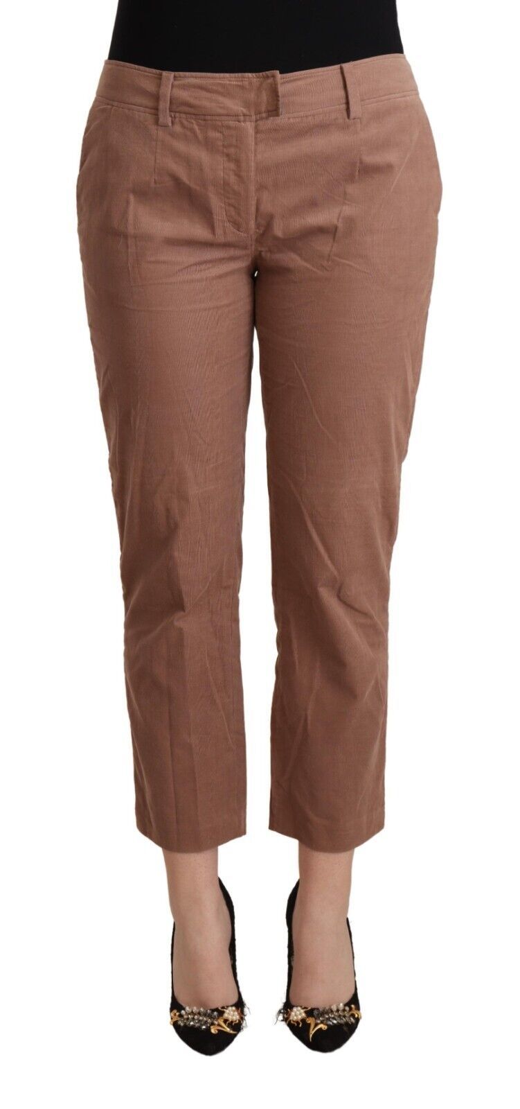 Schicke, konisch zulaufende, verkürzte Hose mit mittlerer Taille