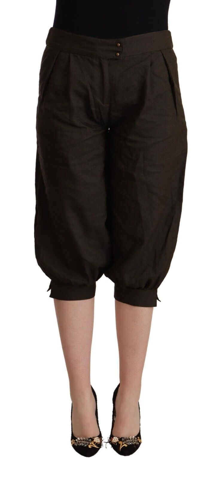 Pantaloni harem eleganti marroni corti