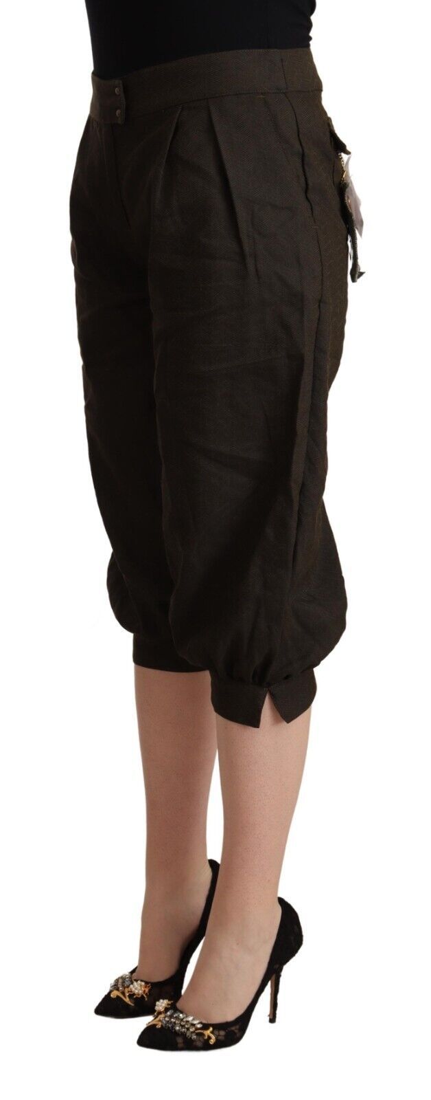Pantaloni harem eleganti marroni corti