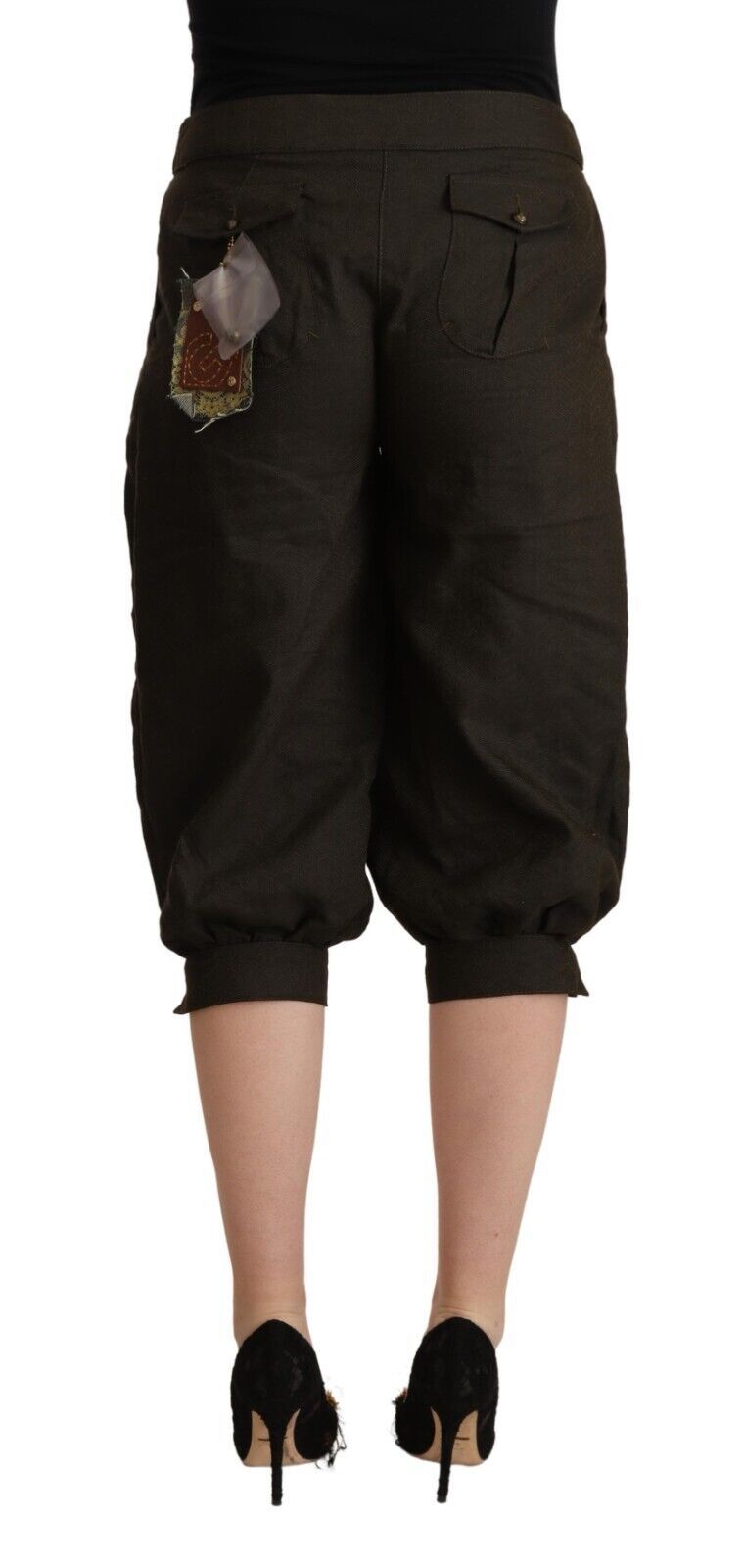 Pantaloni harem eleganti marroni corti