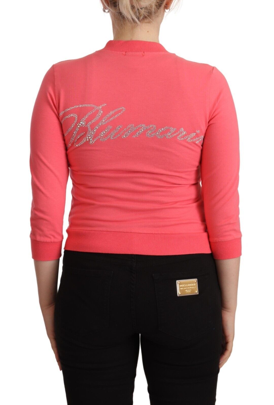 Elegante maglione rosa con cerniera intera