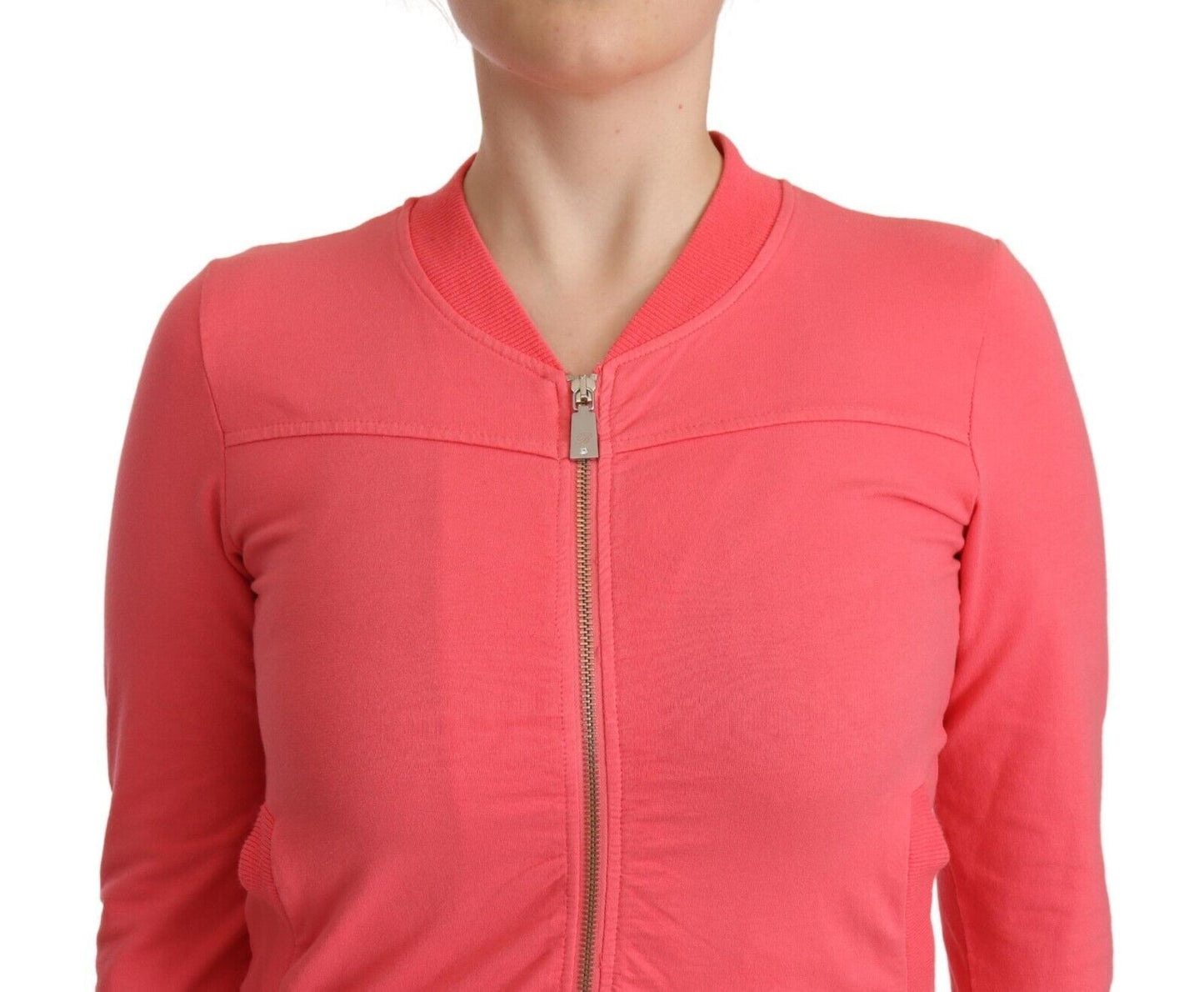Elegante maglione rosa con cerniera intera