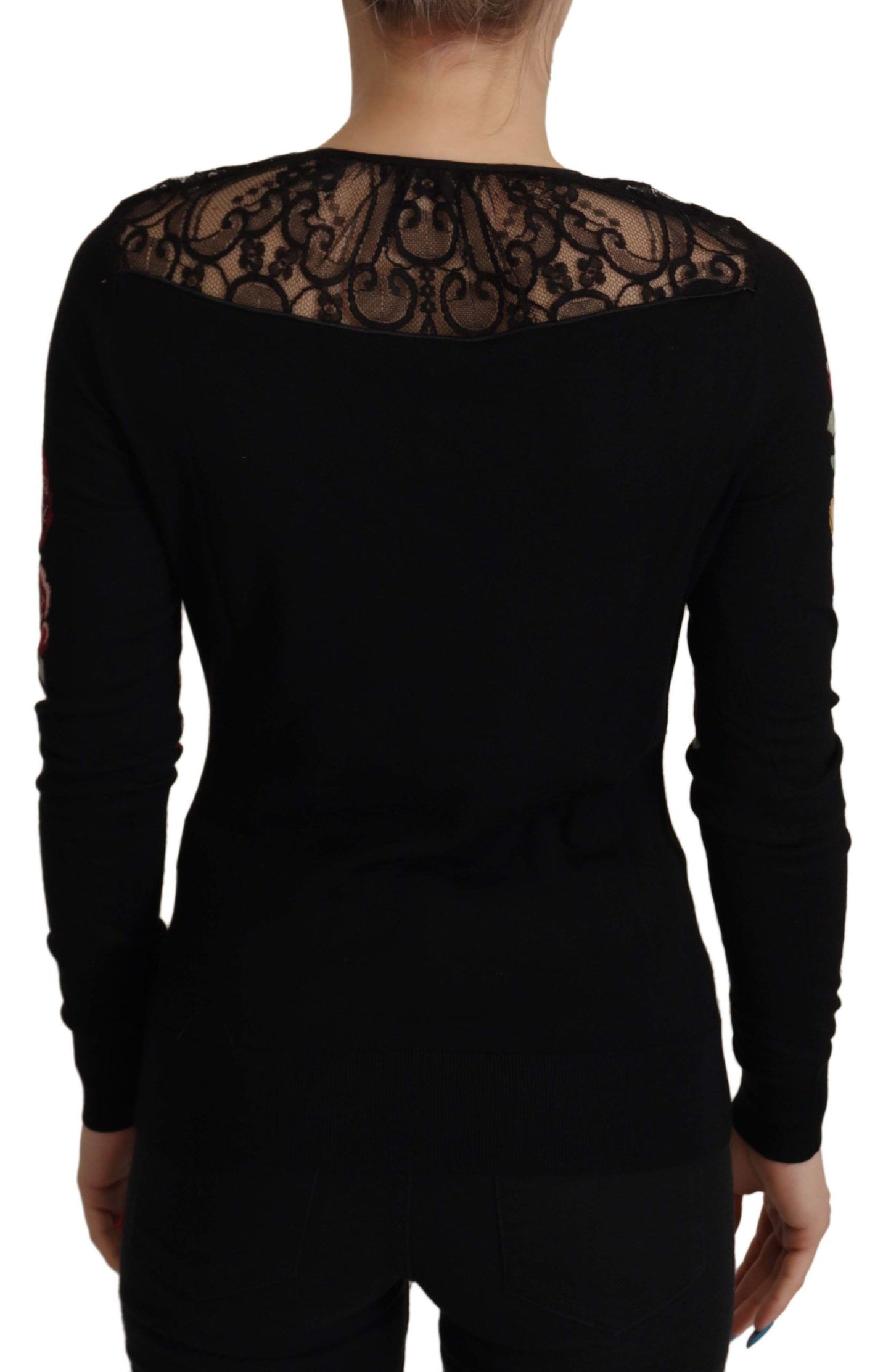 Maglione cardigan con angelo ricamato