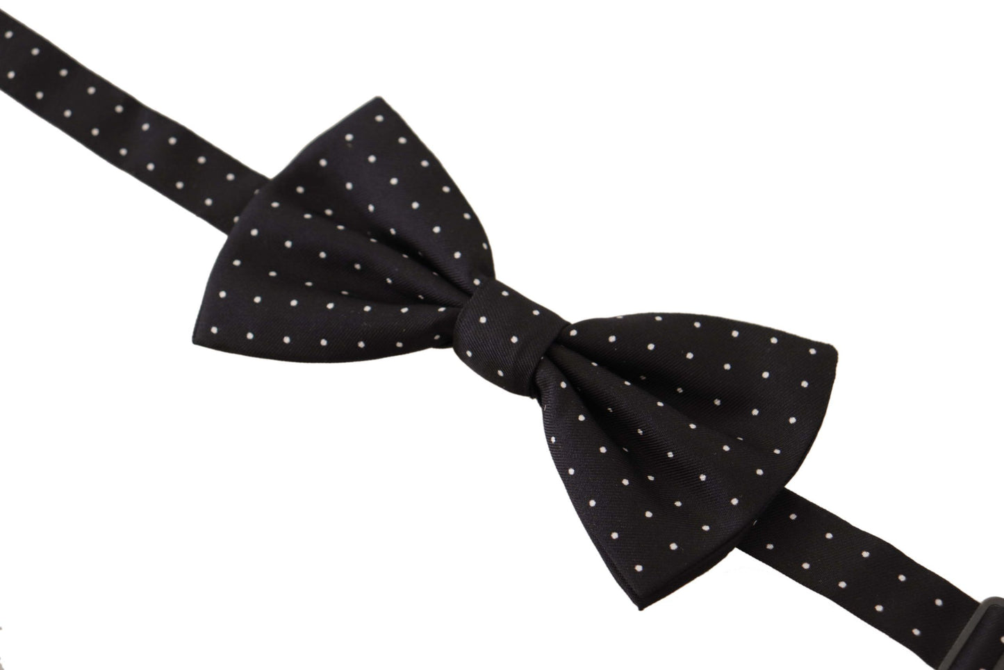 Elegante papillon in seta a pois neri