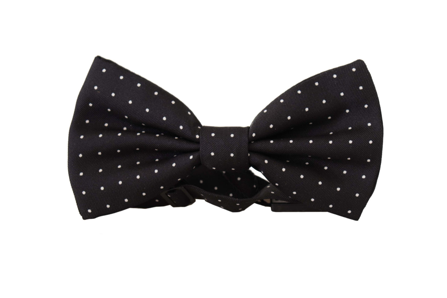 Elegante papillon in seta a pois neri
