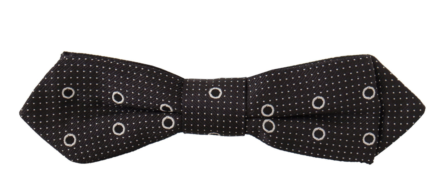 Papillon in seta a pois in bianco e nero