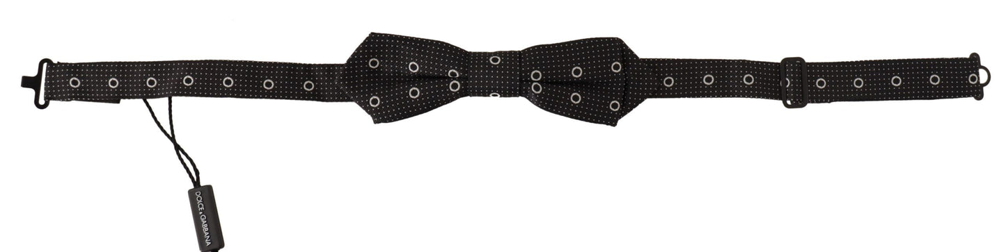 Papillon in seta a pois in bianco e nero