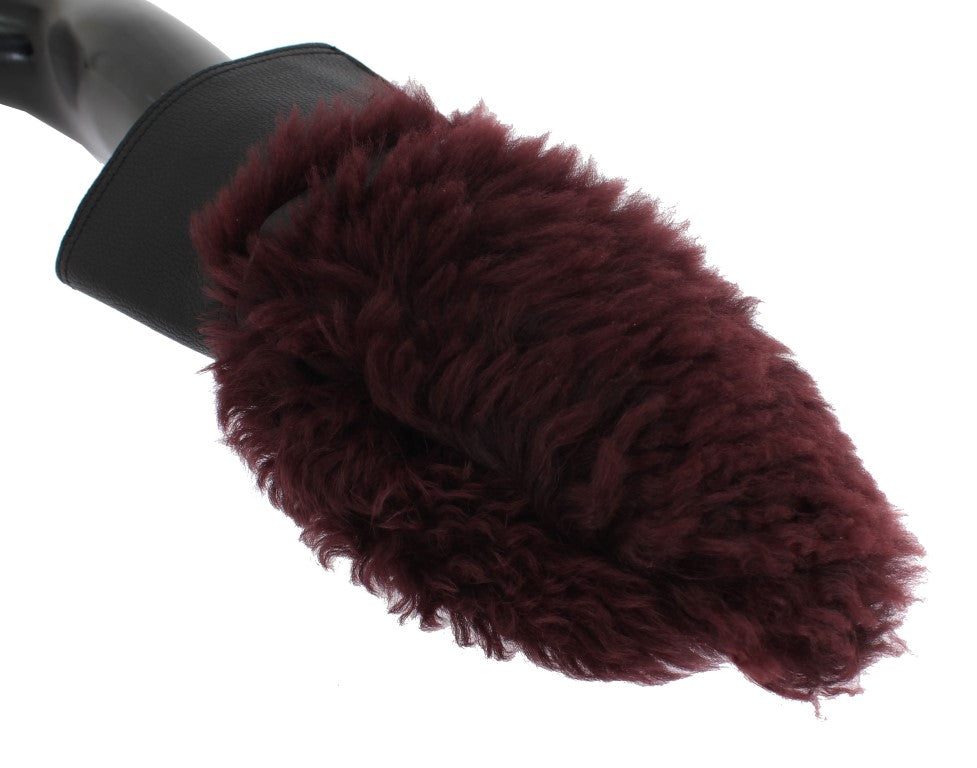 Eleganti guanti in pelle nera e bordeaux