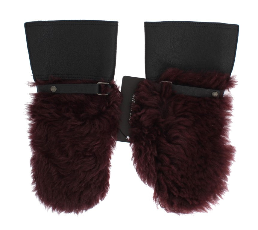 Eleganti guanti in pelle nera e bordeaux