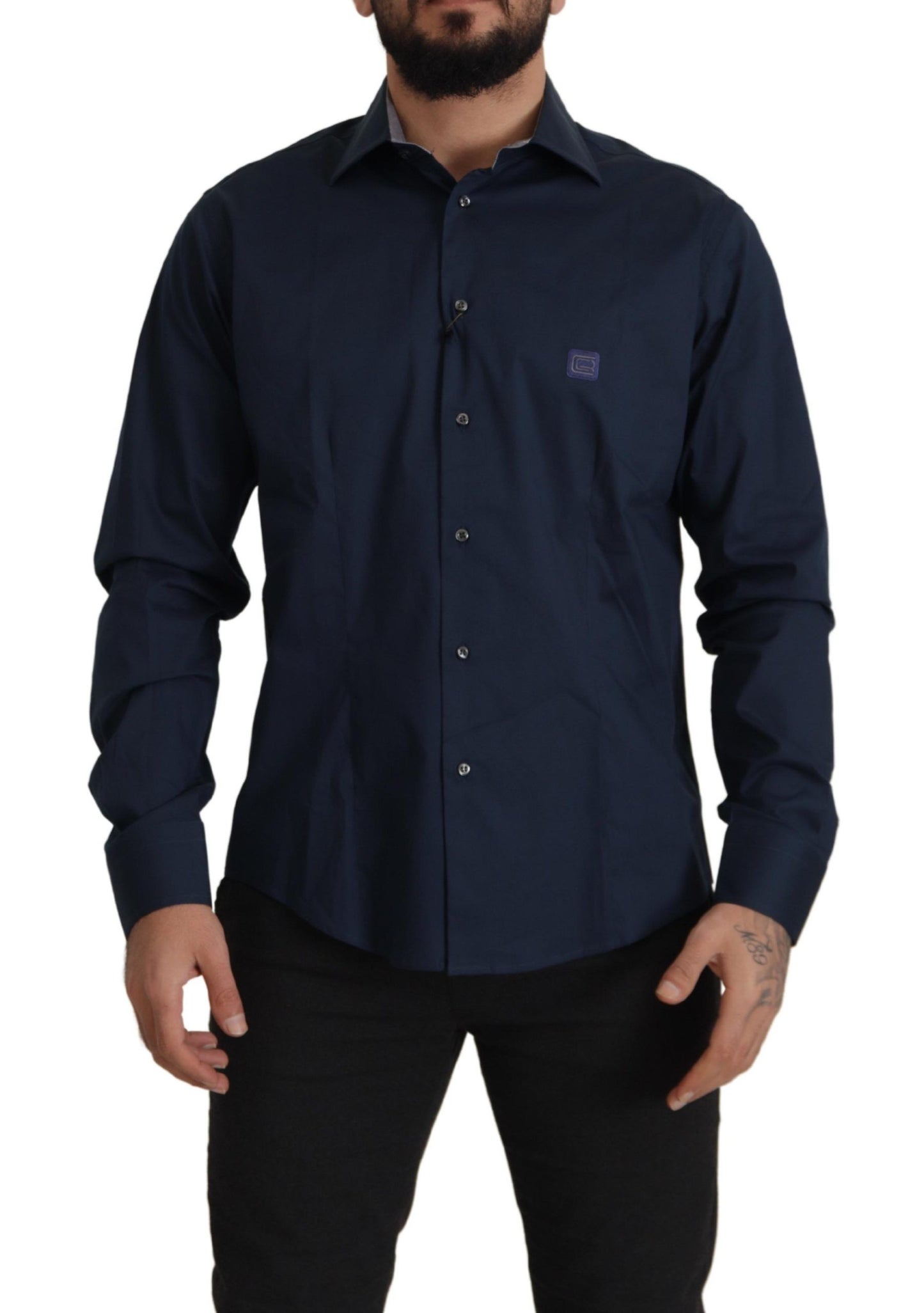 Camicia elegante in cotone blu navy