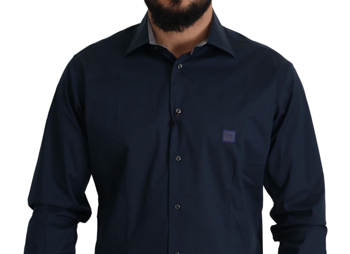 Camicia elegante in cotone blu navy