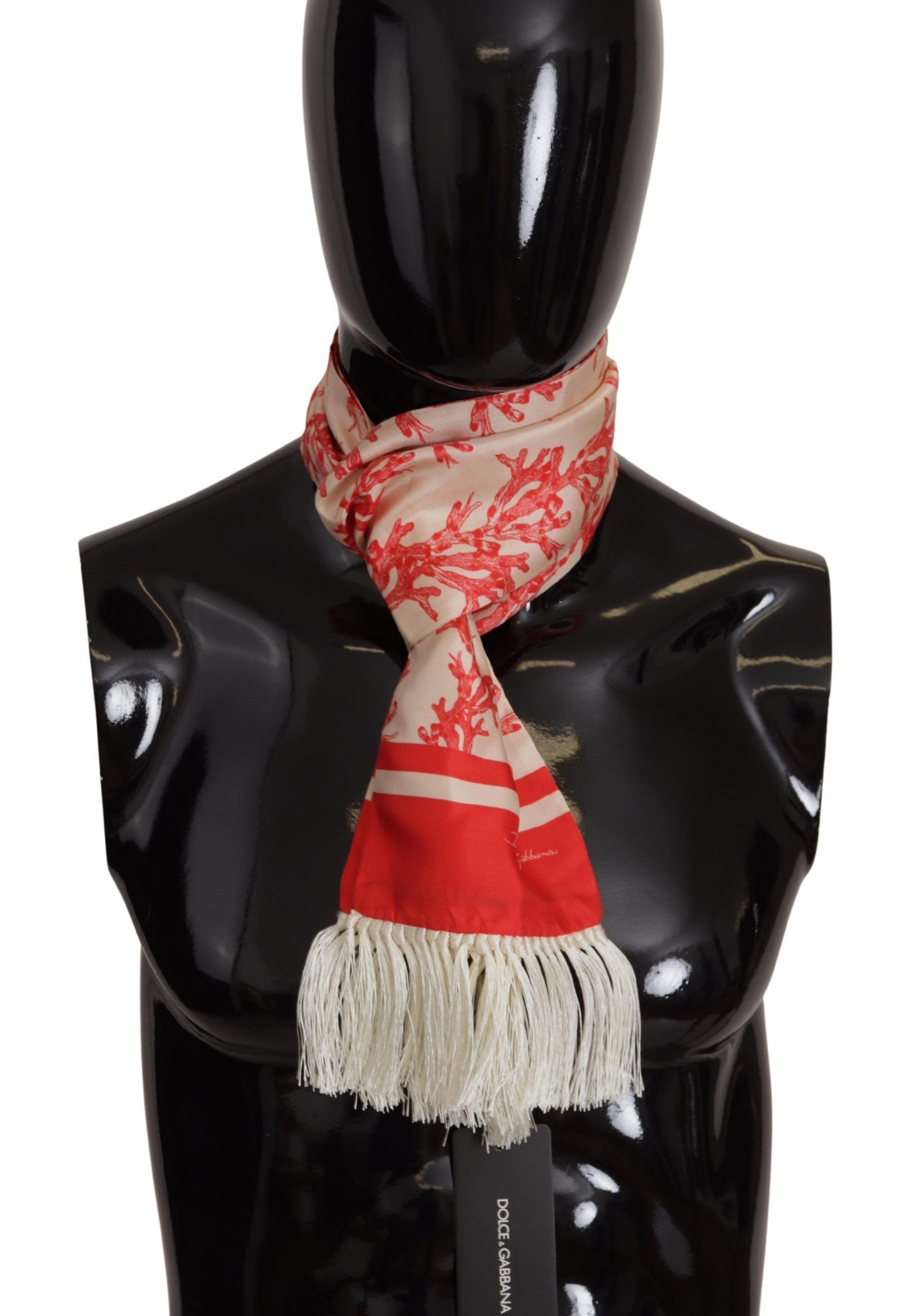 Elegante sciarpa da uomo in seta - Stampa corallo rosso