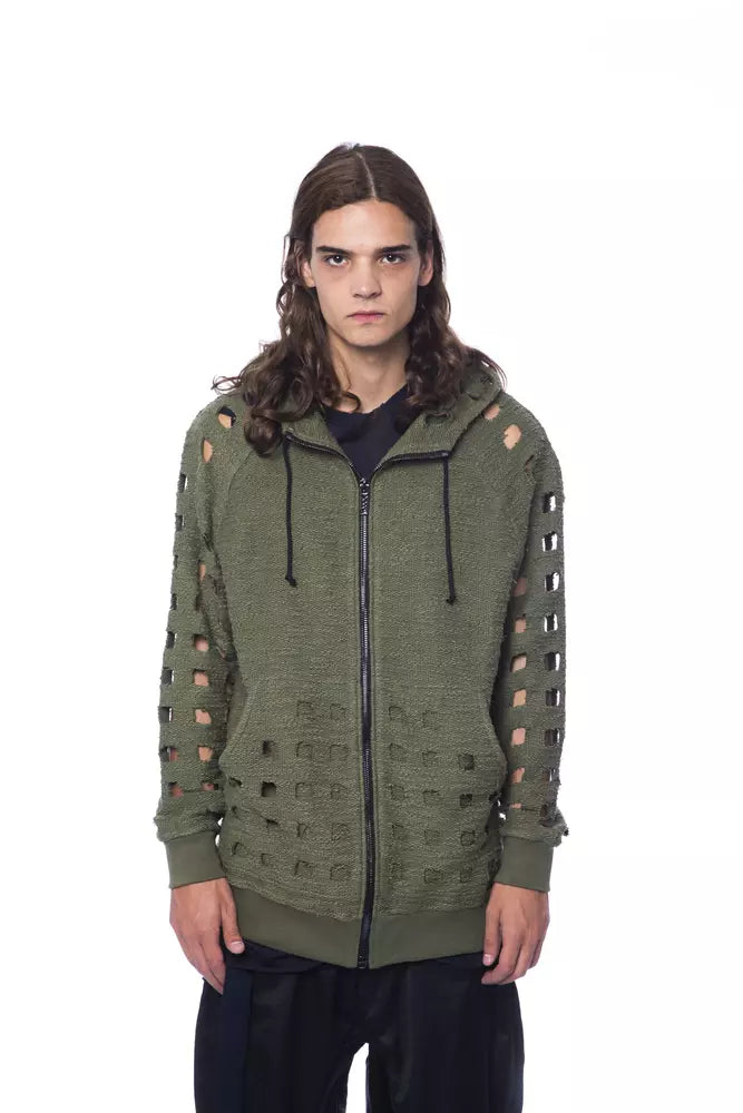 Maglione da uomo in cotone militare con chiusura a cerniera