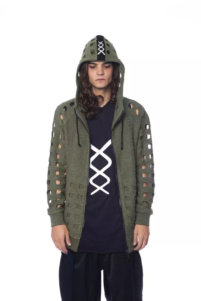 Maglione da uomo in cotone militare con chiusura a cerniera
