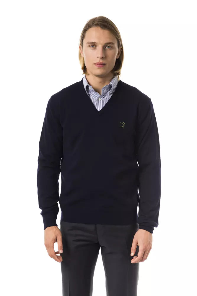 Blauer Herrenpullover aus Merinowolle