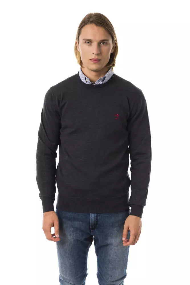 Maglione da uomo in lana merino grigia