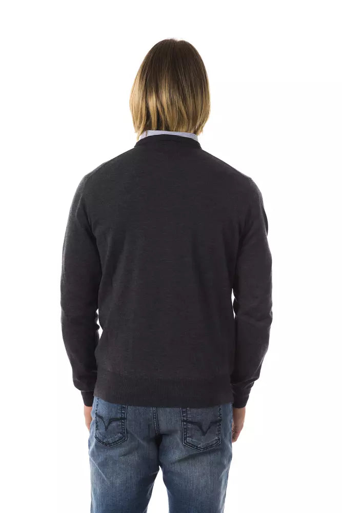 Maglione da uomo in lana merino grigia