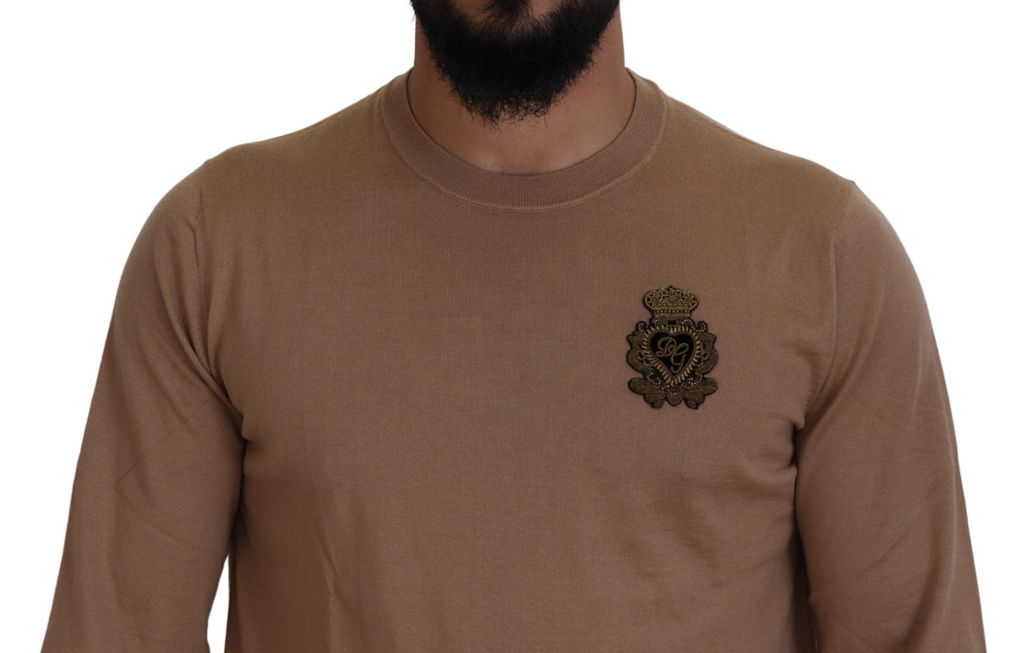 Maglione girocollo in cashmere beige
