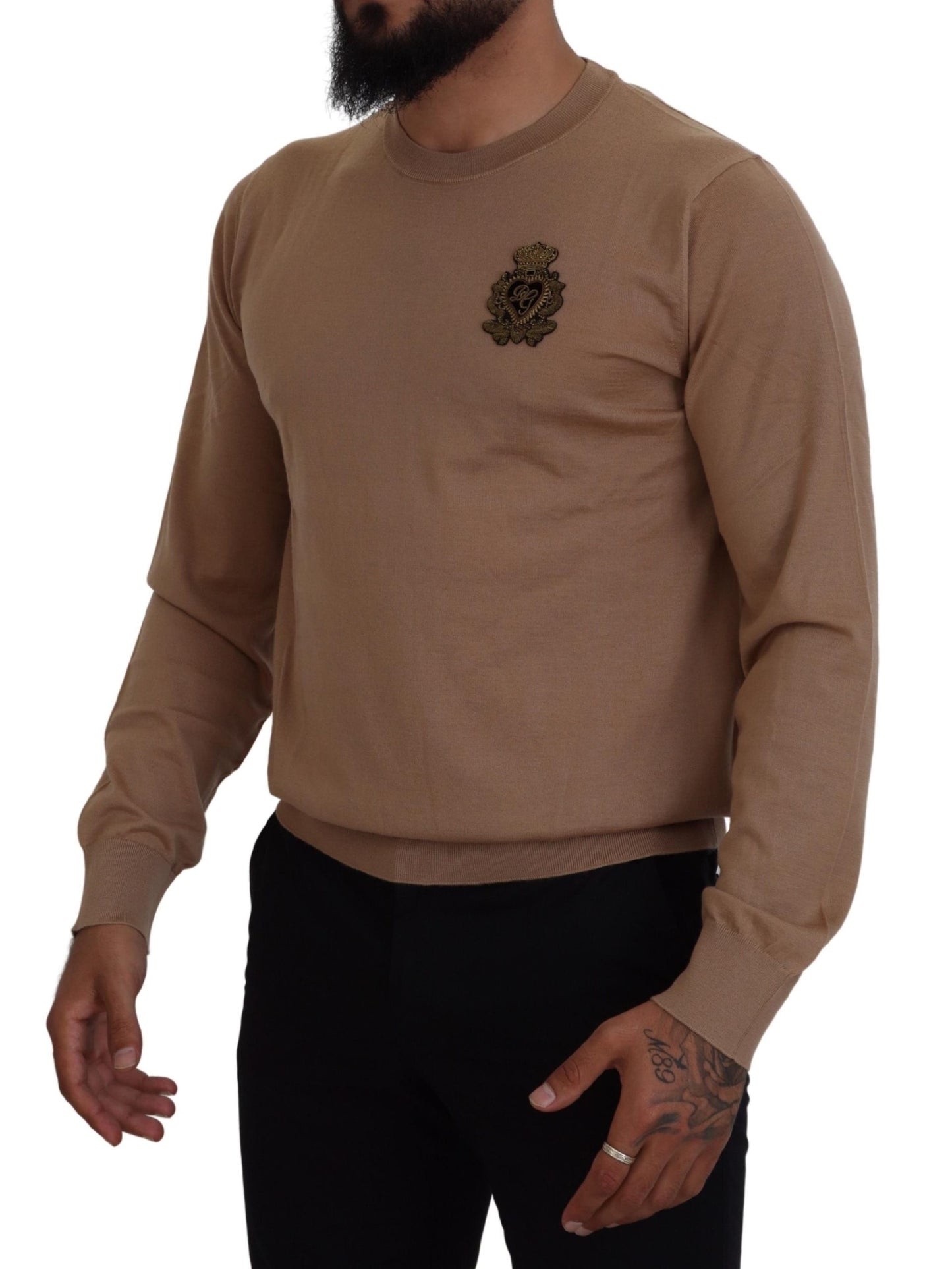 Maglione girocollo in cashmere beige