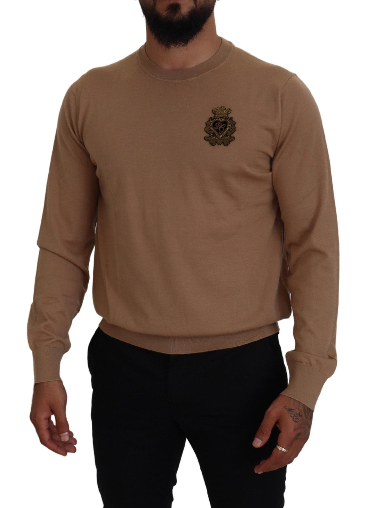 Maglione girocollo in cashmere beige