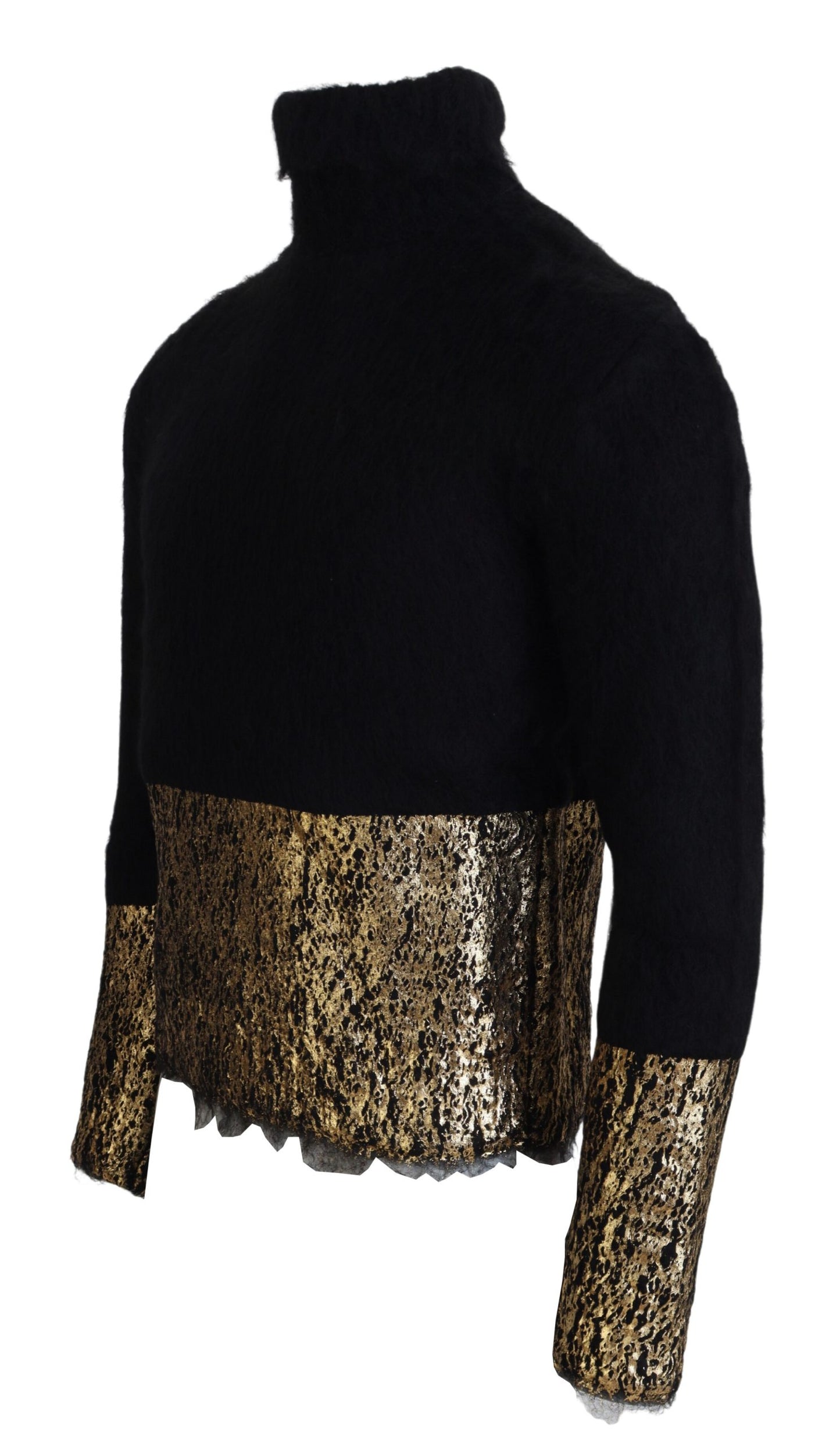 Splendido maglione girocollo nero e oro