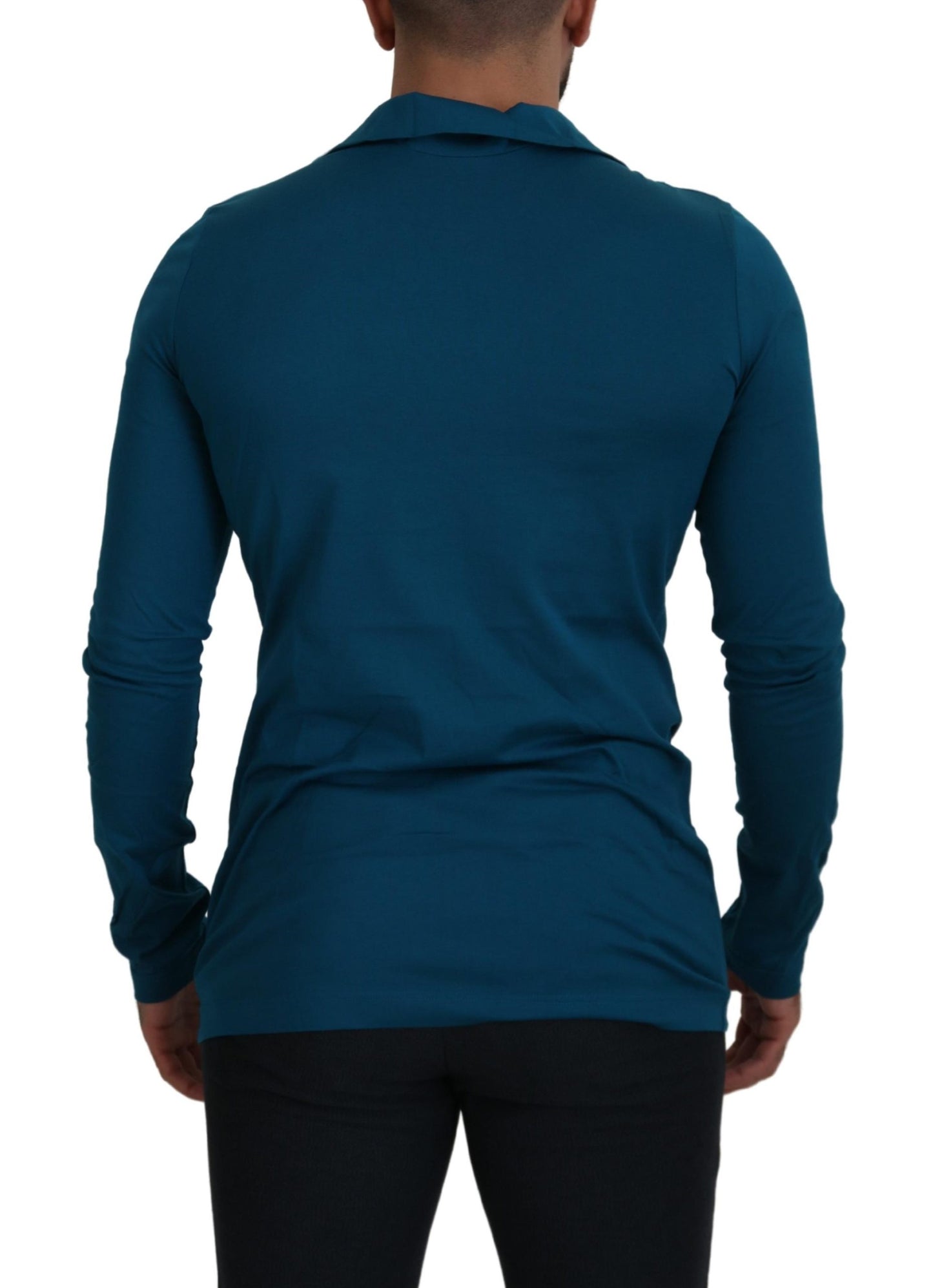 Elegante maglione pullover in cotone blu