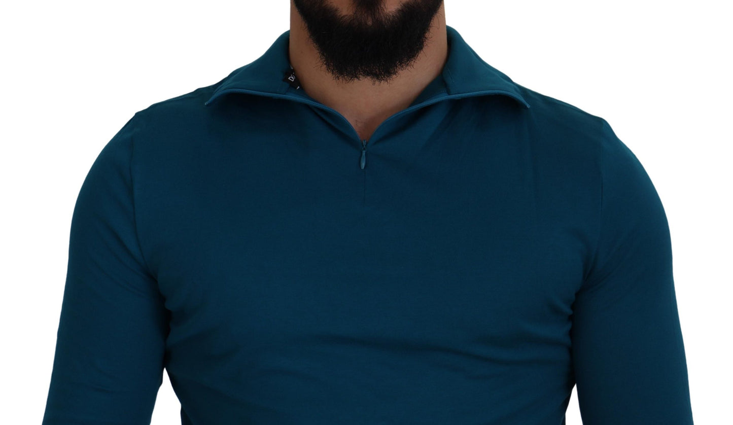 Elegante maglione pullover in cotone blu