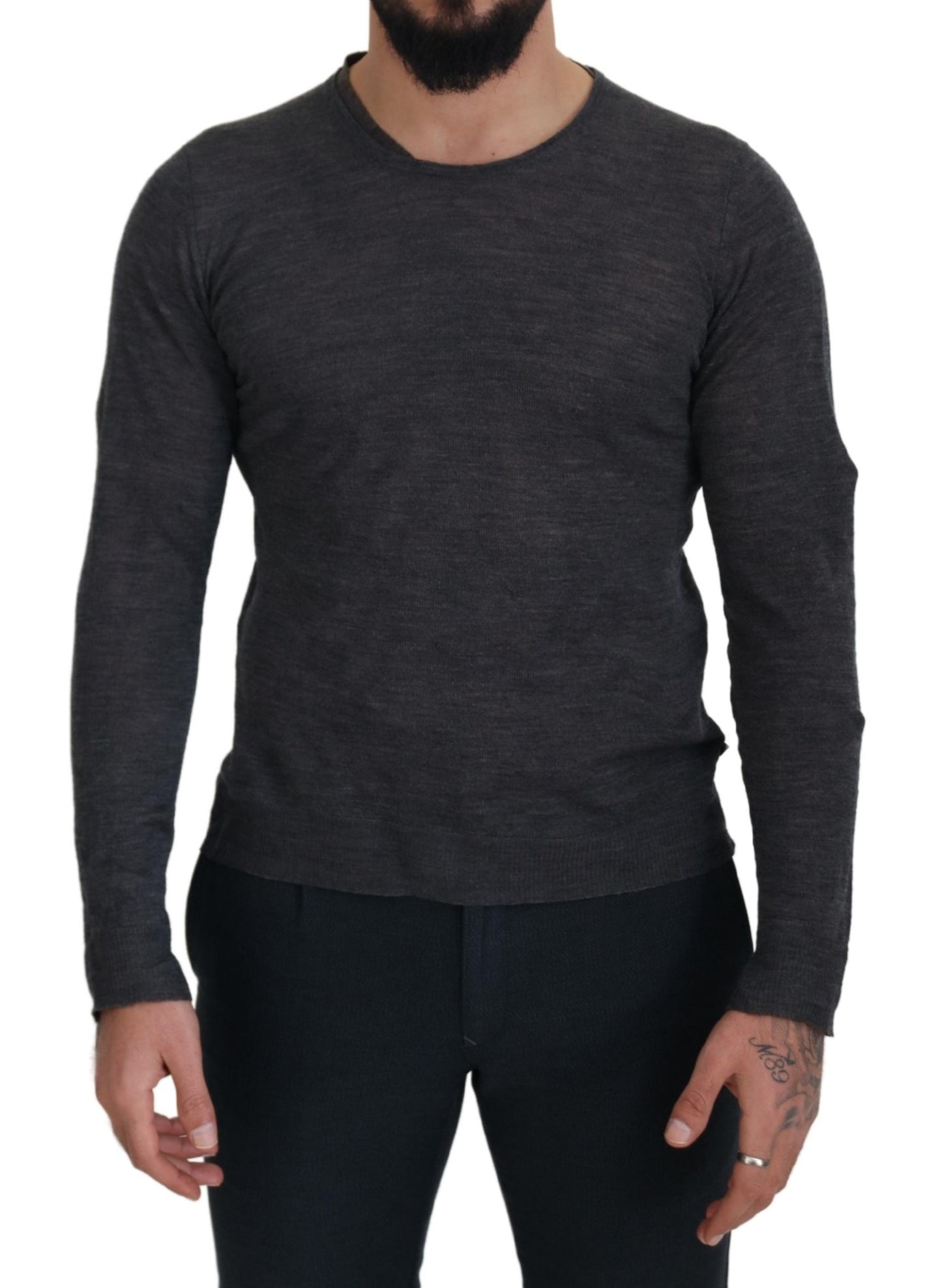Maglione girocollo grigio elegante