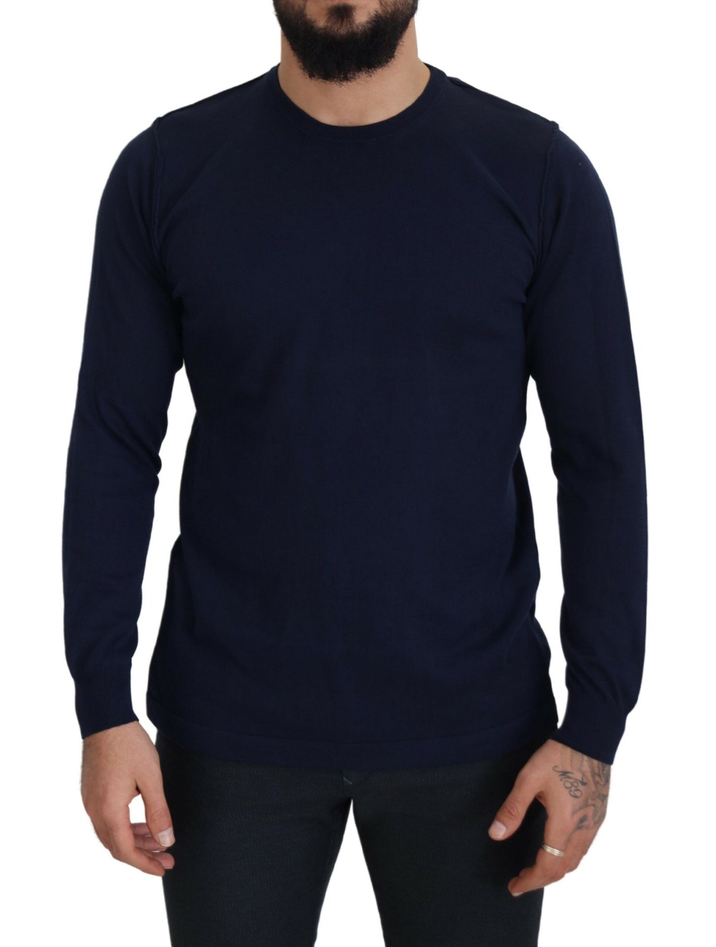Maglione pullover blu girocollo autentico