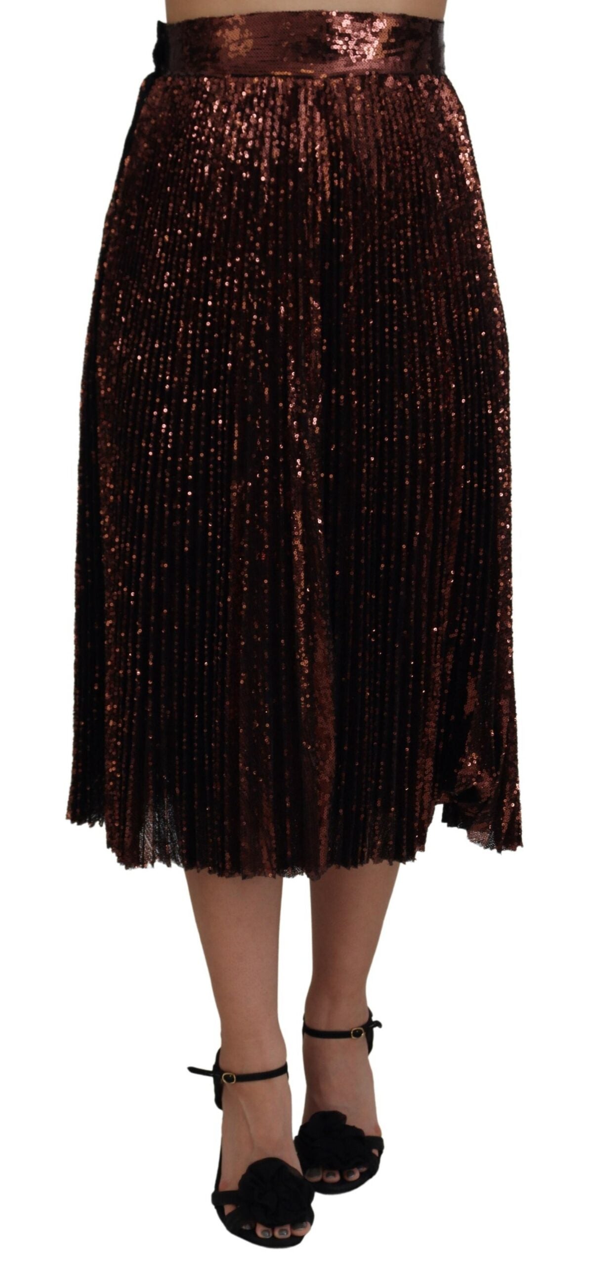 Gonna midi elegante a vita alta a trapezio