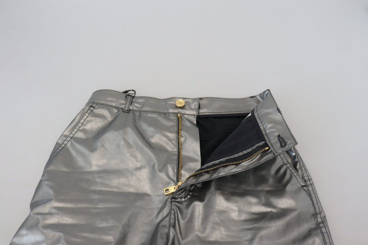 Elegante High Waist Skinny Pants in Silber