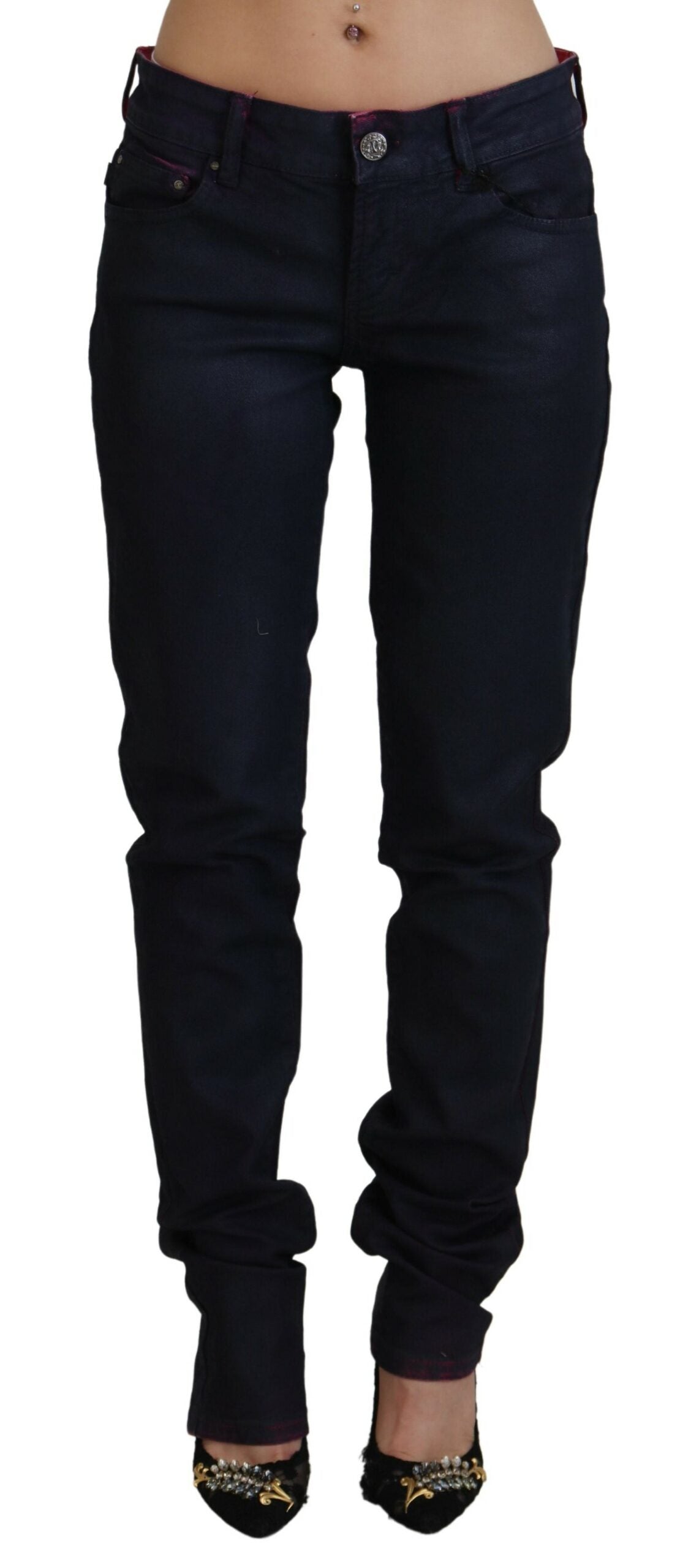 Elegante schwarze Jeanshose mit niedriger Taille