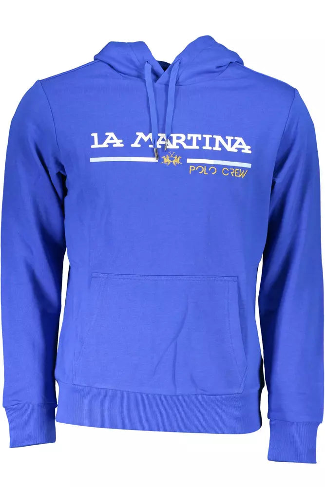 Felpa con cappuccio ricamata blu chic