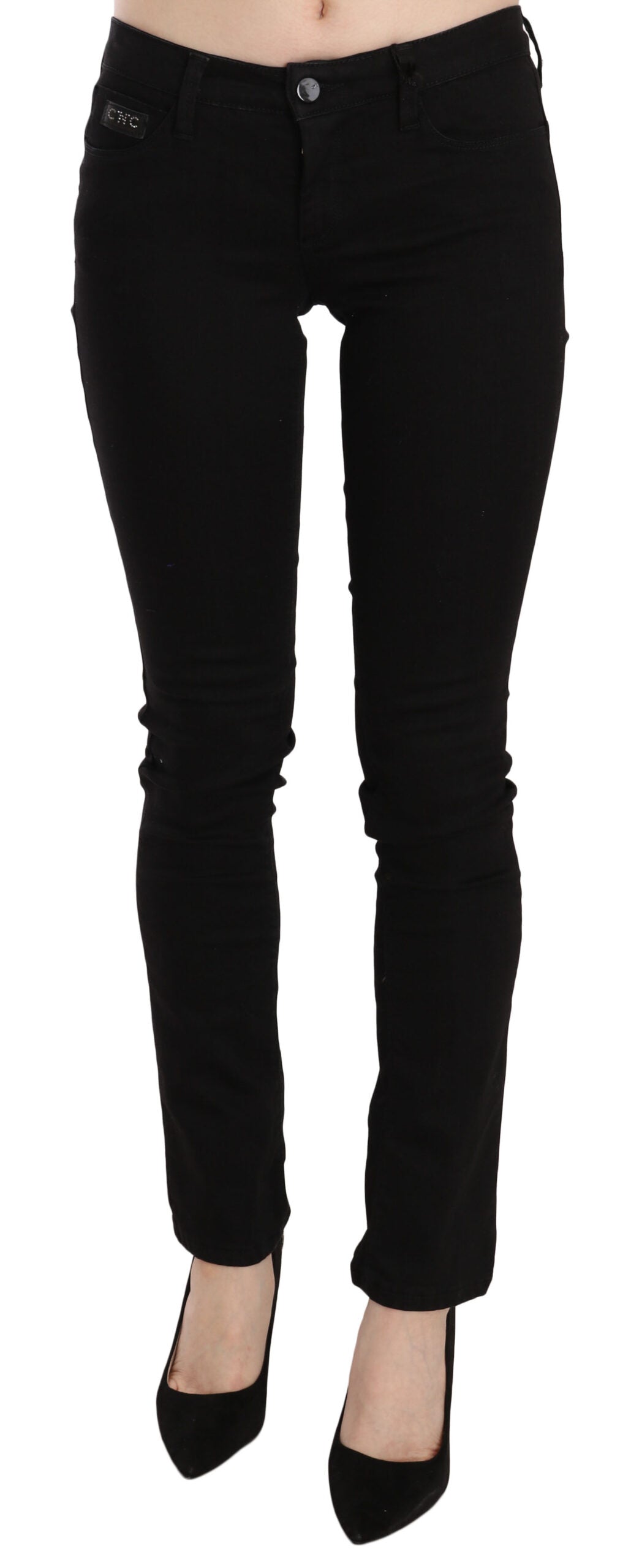 Eleganti jeans slim fit a vita media neri