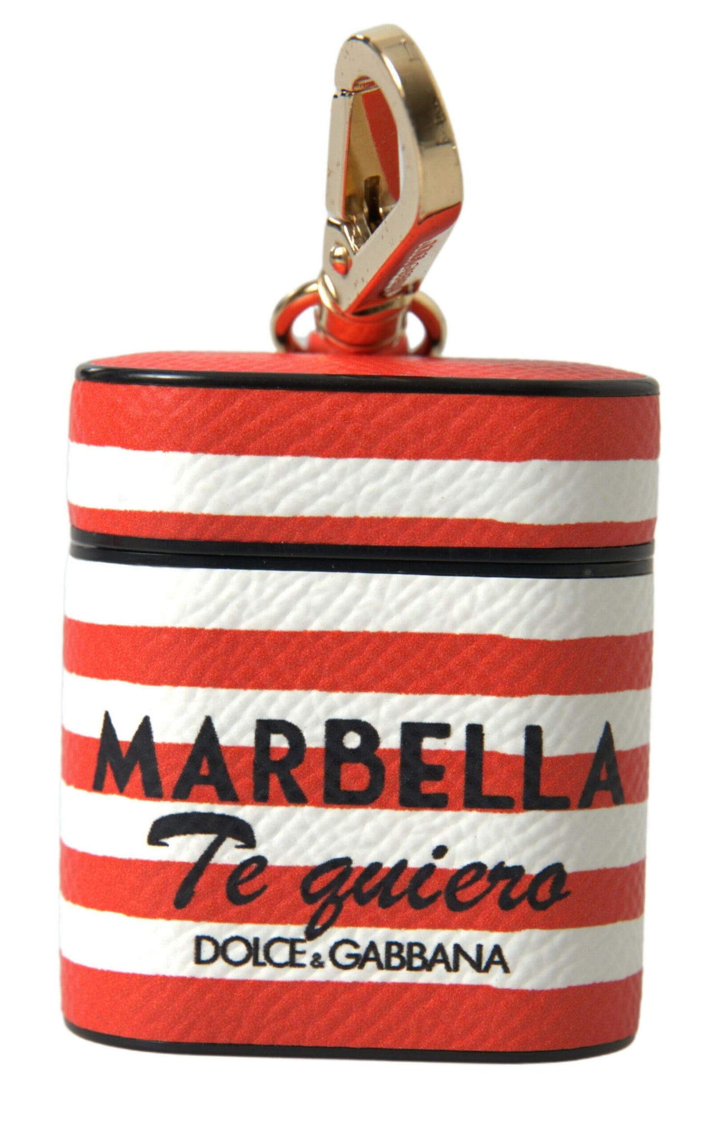 Custodia per Airpods in pelle a righe arancioni chic