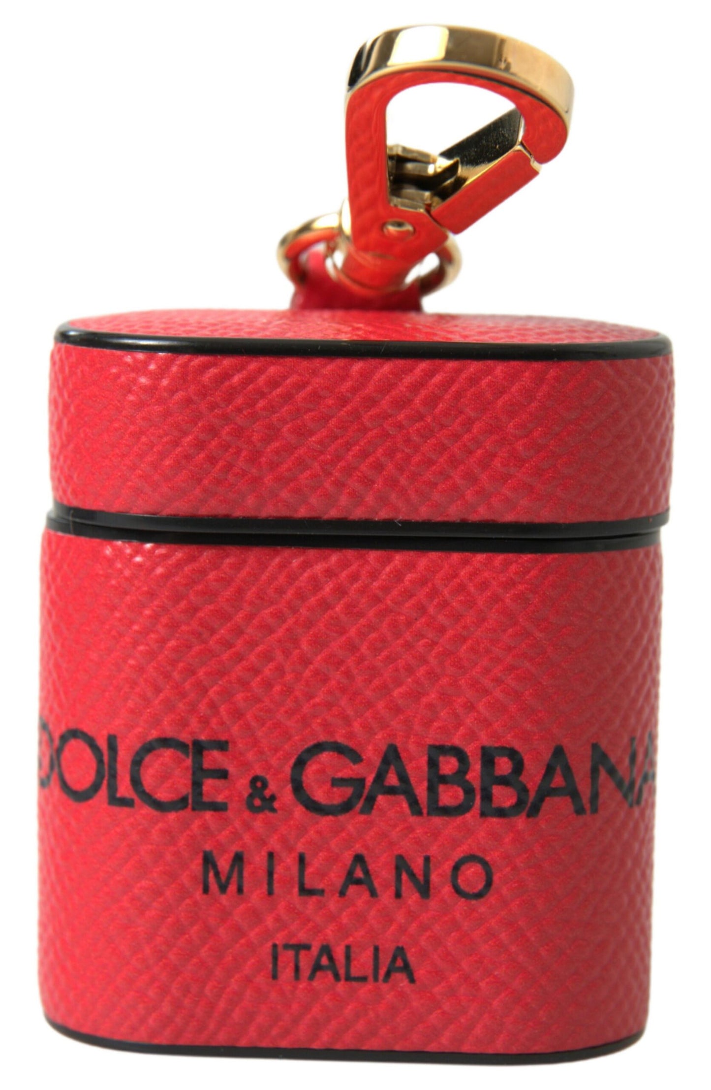 Elegante custodia in pelle per Airpods in nero e rosso